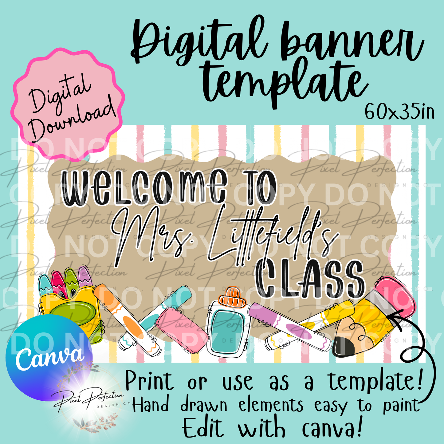 Back to school welcome to name class canva banner template