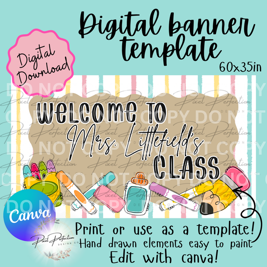Back to school welcome to name class canva banner template