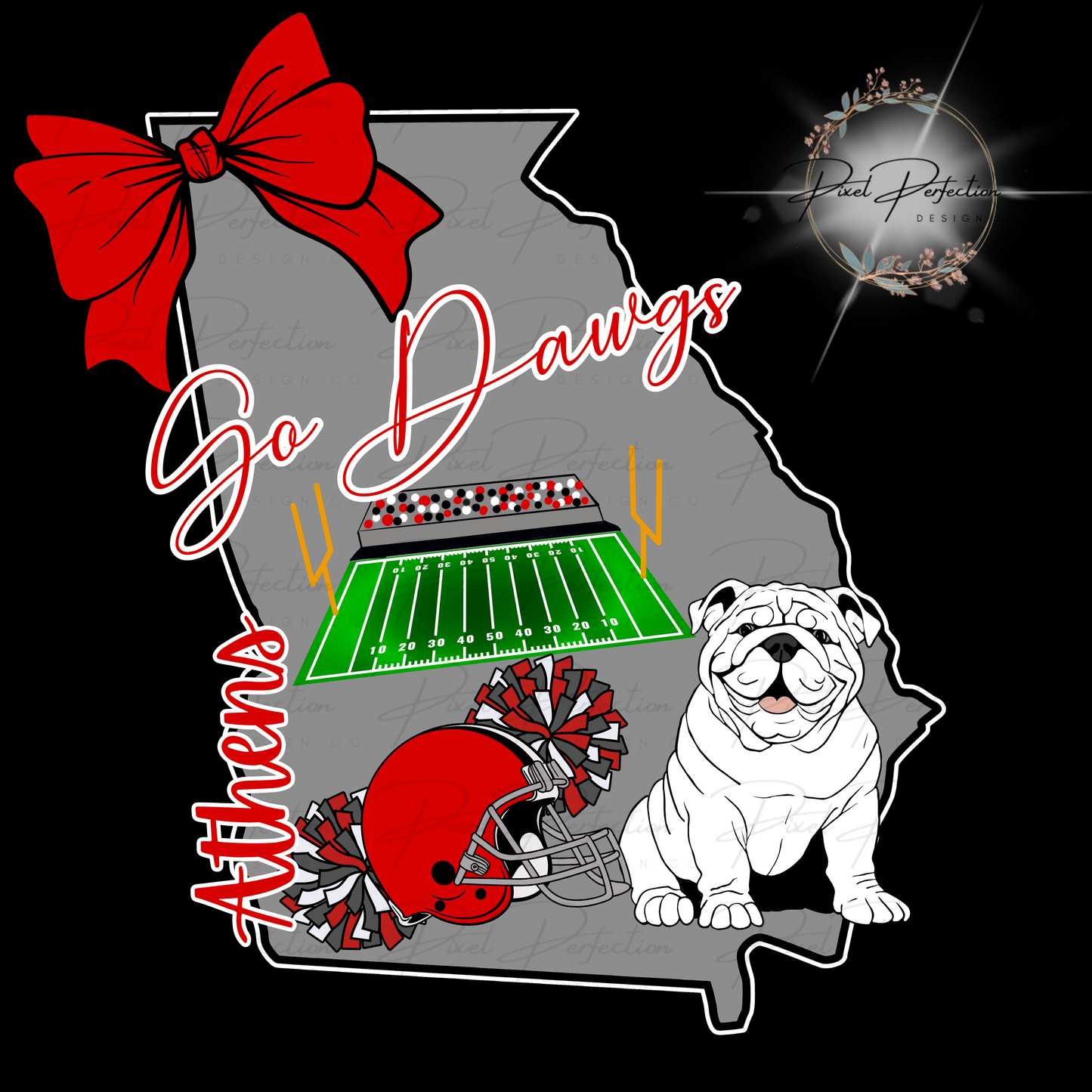 Georgia Football Georgia outline with bow PNG