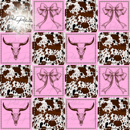 Western faux quilted girl seamless