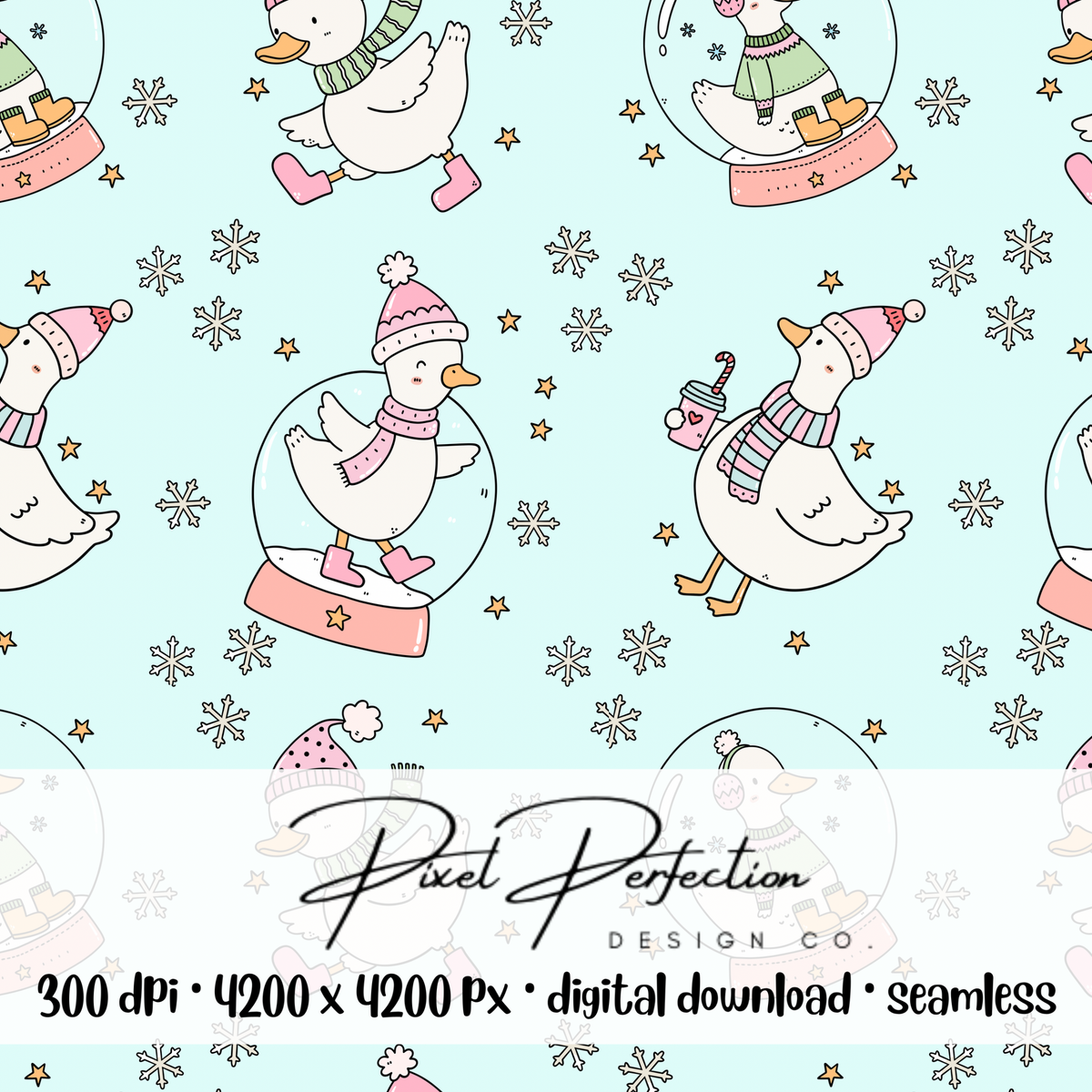 Winter goose girly seamless