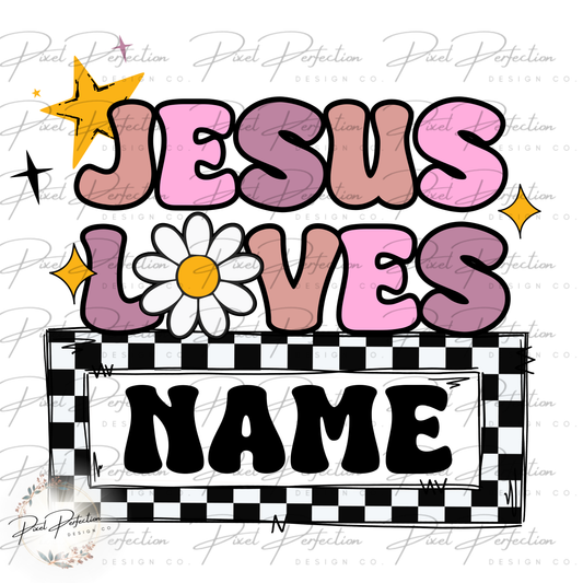 Girly Jesus loves name plate