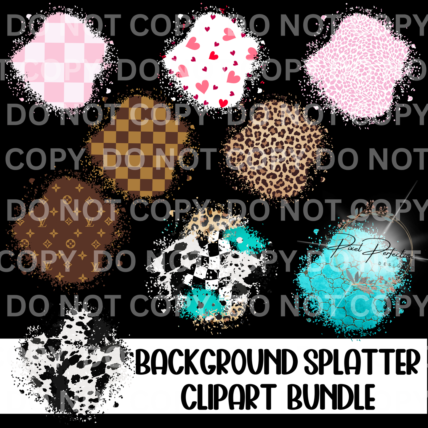 Splatter background frames clipart bundle