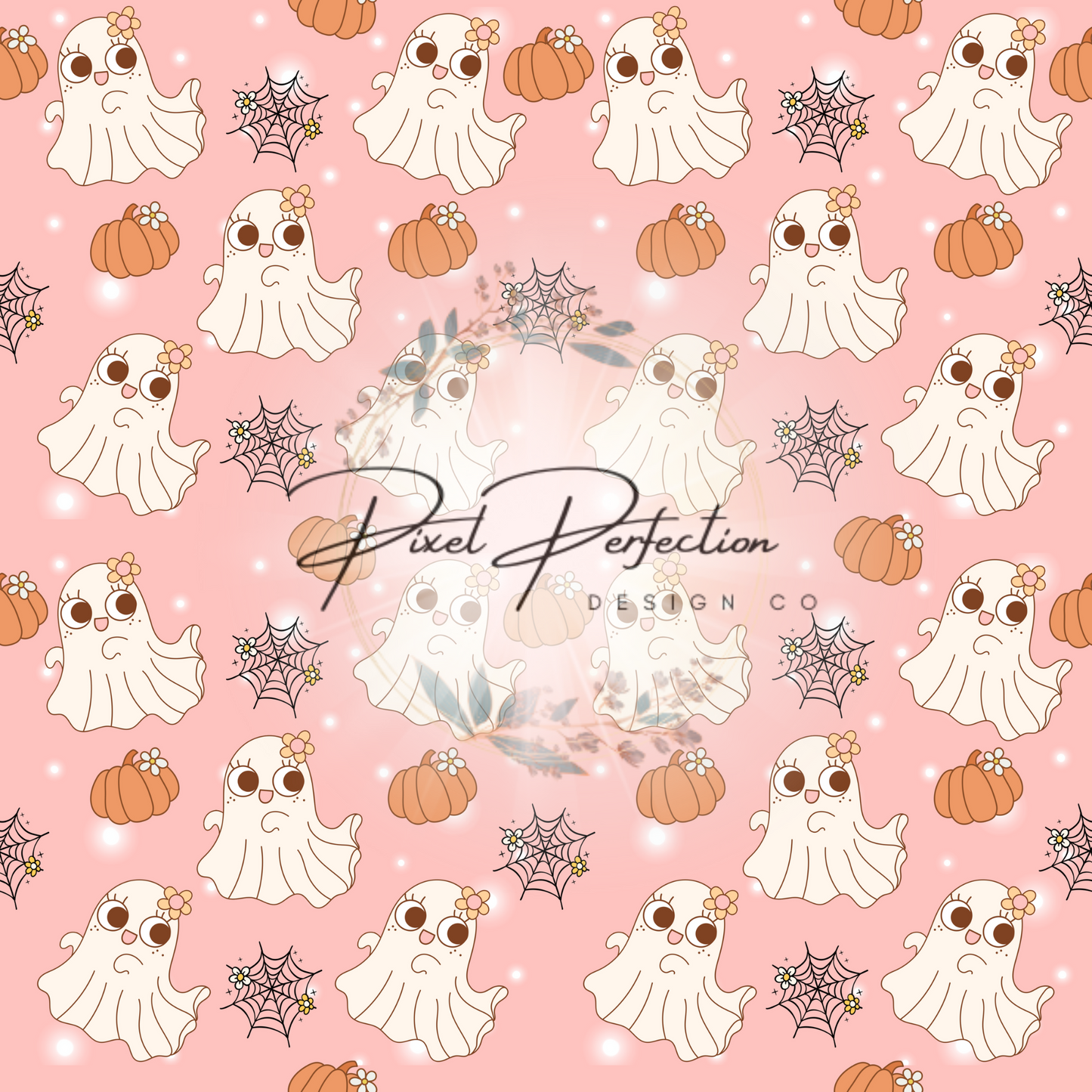 Girly ghost and pumpkins seamless