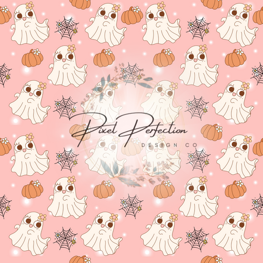 Girly ghost and pumpkins seamless