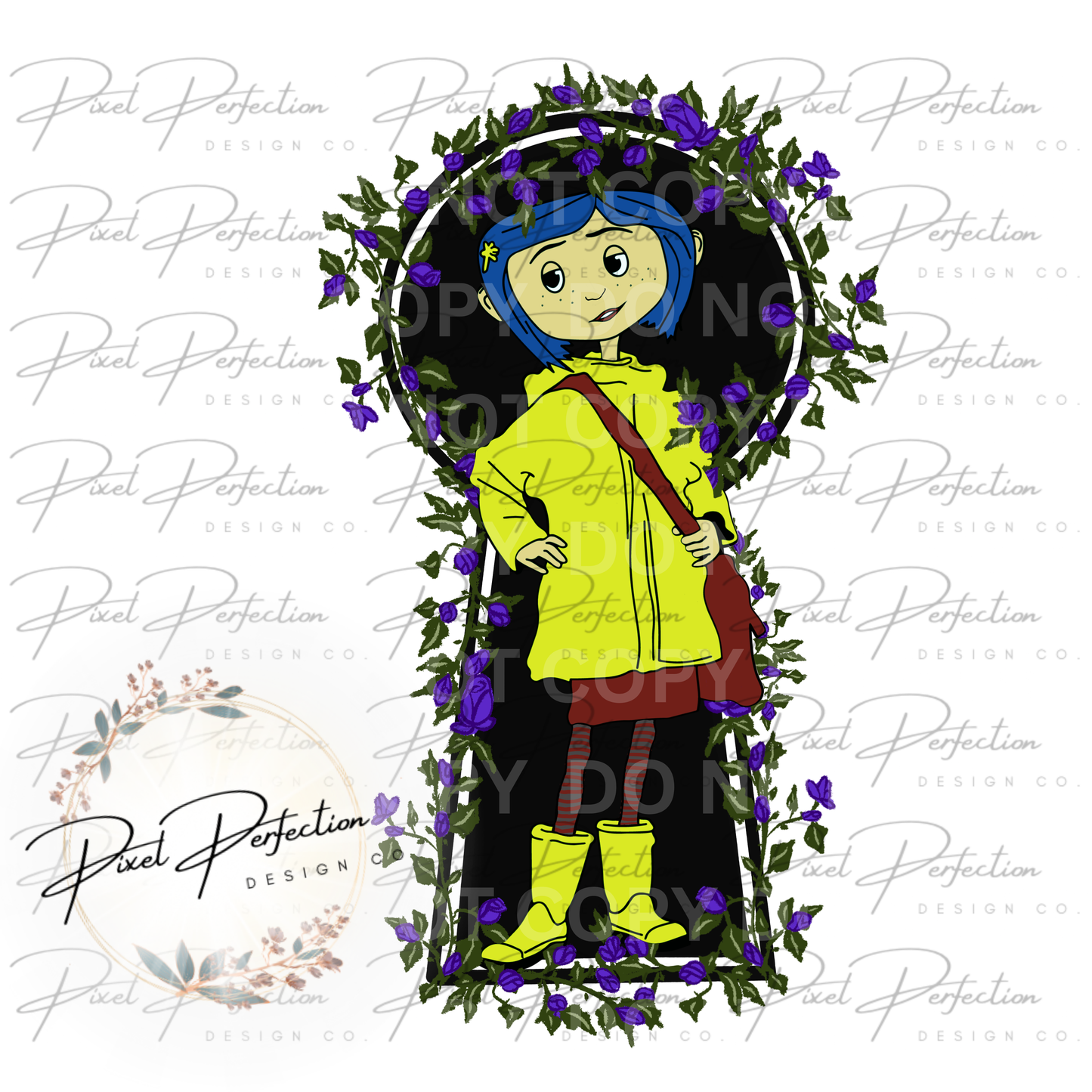 Button eyes keyhole with flowers png