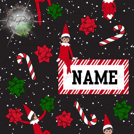 Elf customizable name seamless canva template
