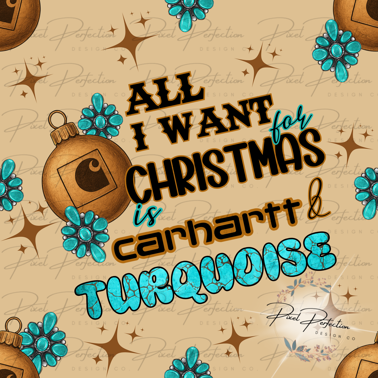 Western Christmas all I want for Christmas is … and turquoise blue collar seamless