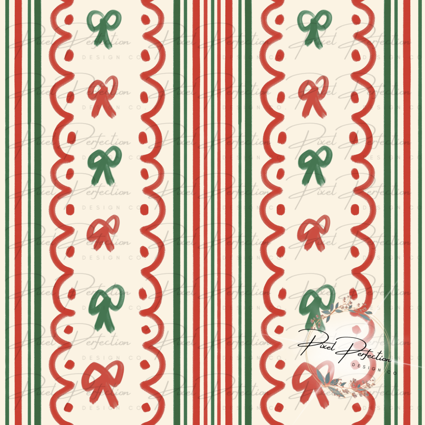 Vintage Christmas croquette bow seamless