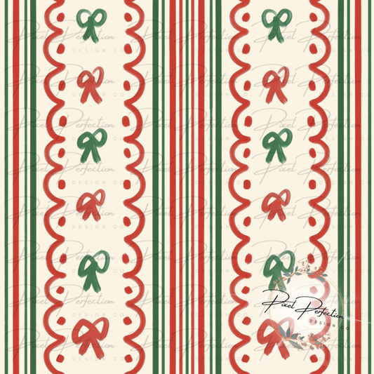 Vintage Christmas croquette bow seamless
