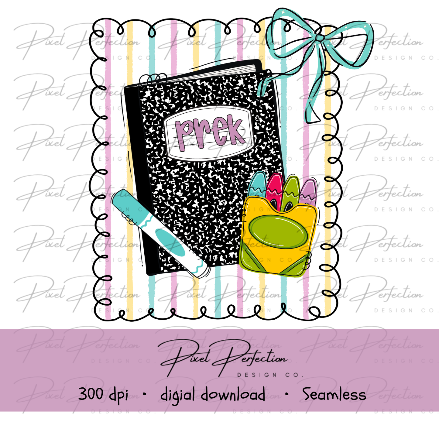 Back to school doodle stripe matching prek png