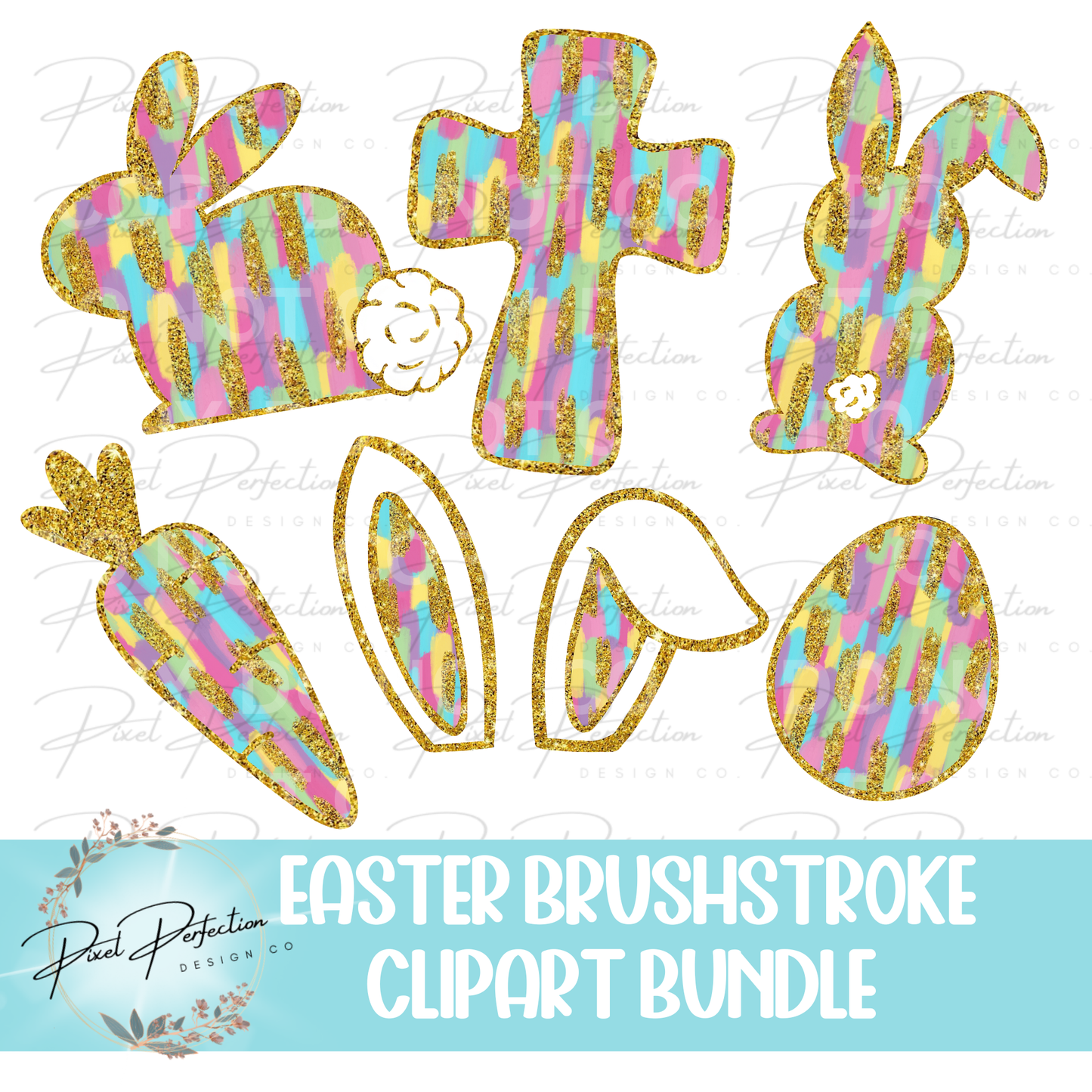 Easter brushstroke clipart bundle