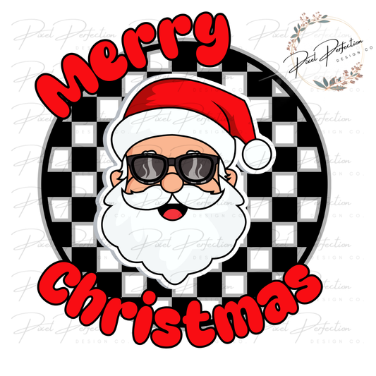 Cool Santa checkered background Merry Christmas png
