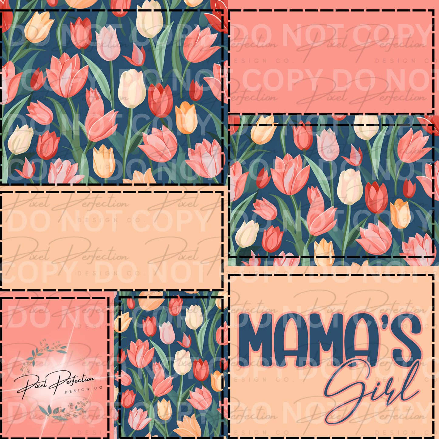 Spring floral tulips mama’s girl patchwork seamless