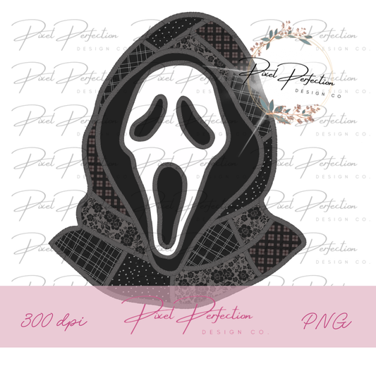 Patchwork Ghostface faux embroidery png