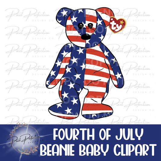 Fourth of July beanie baby bear clipart