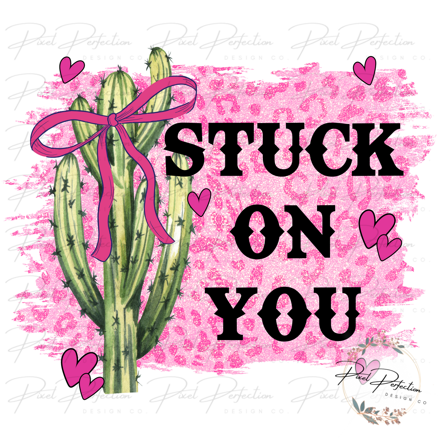 Stuck on you cactus girlie leopard png