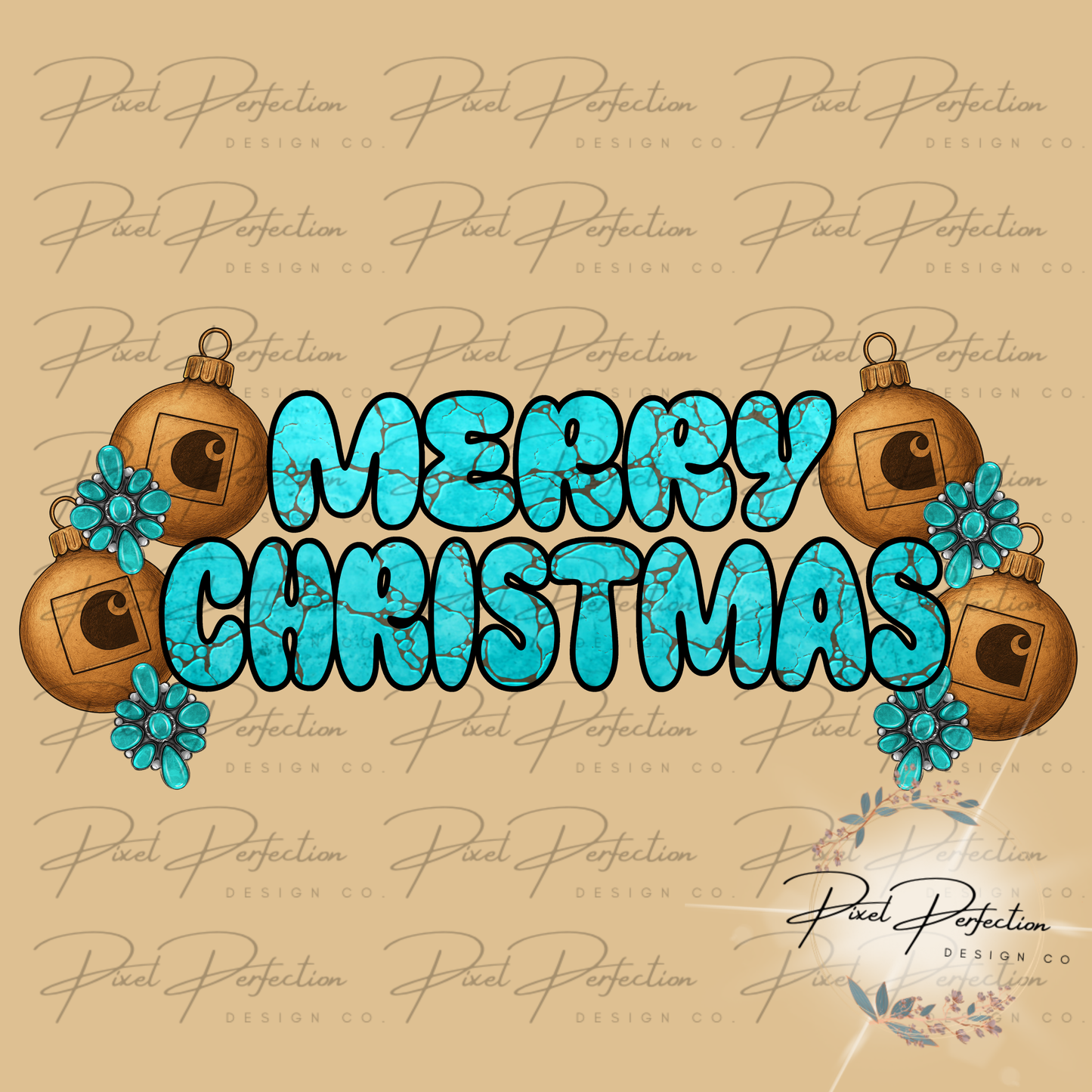 Western merry Christmas blue collar and turquoise PNG