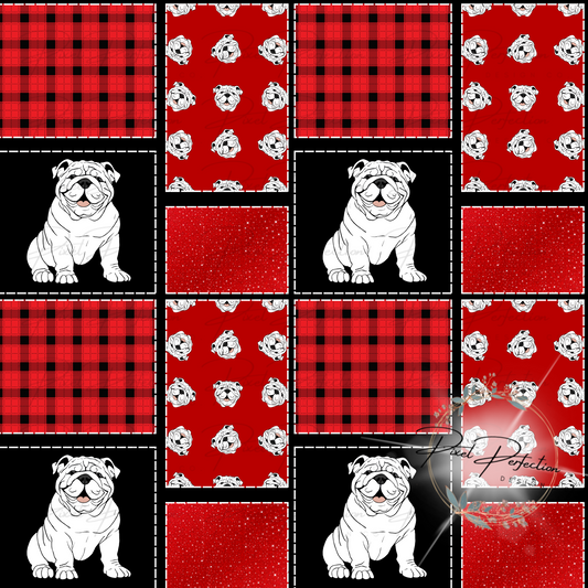 Georgia Football patchwork hand drawn seamless