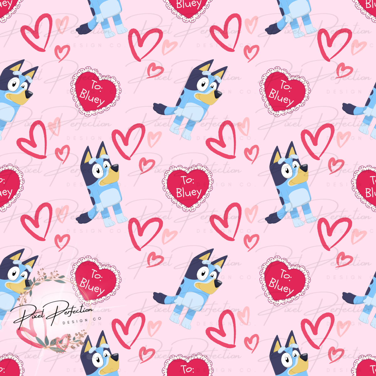 Dog Valentine’s pink and red seamless
