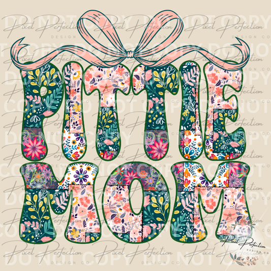 Pittie Dog mom spring patchwork letters with bow