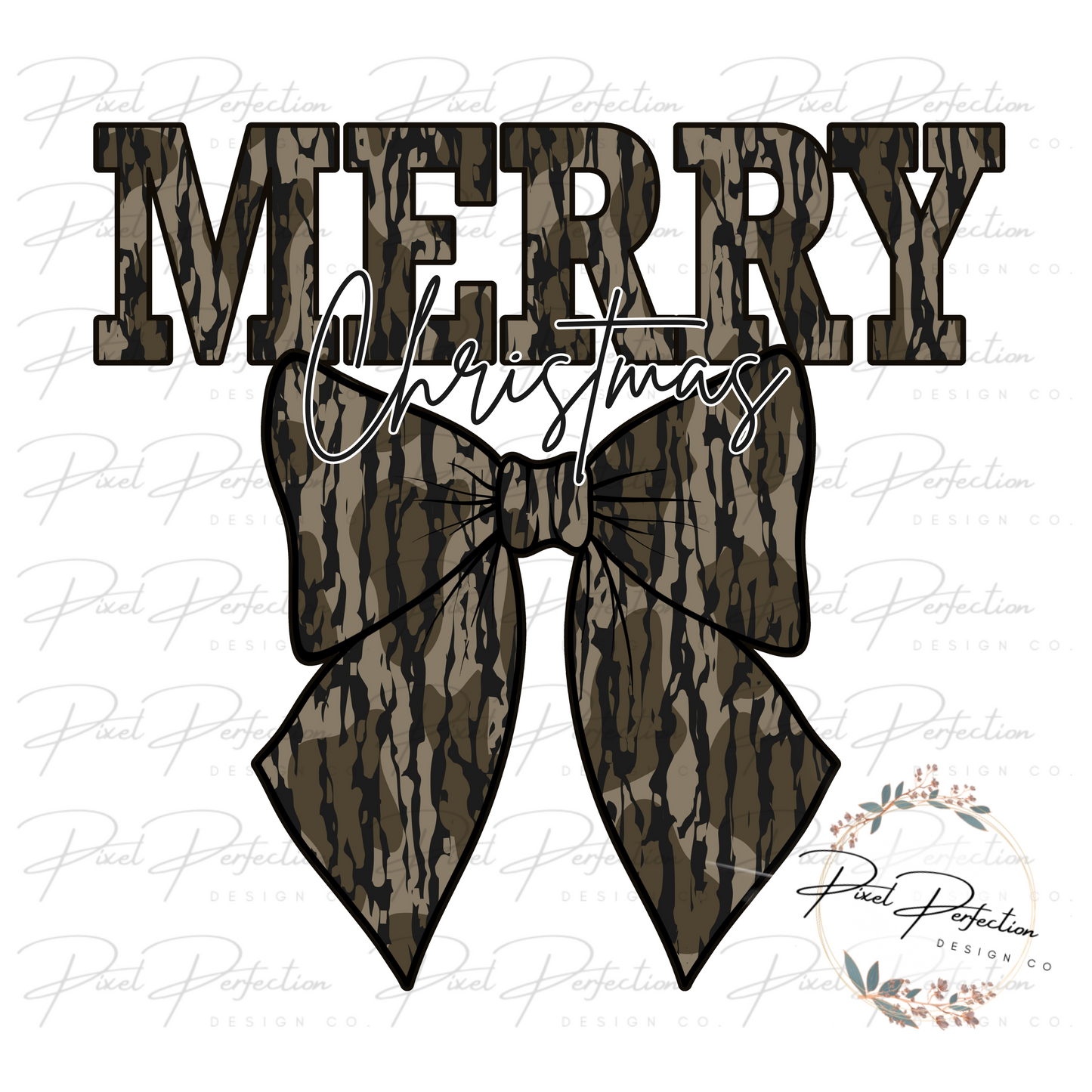 Camo merry Christmas coquette bow png