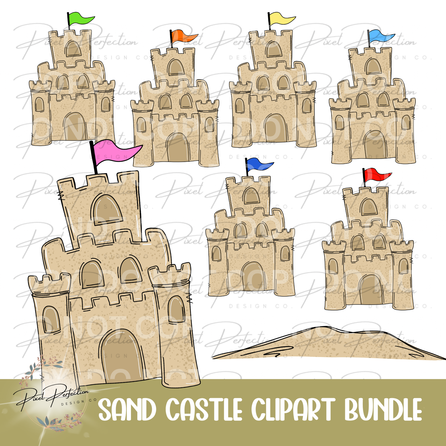 Summer sand castle clipart bundle