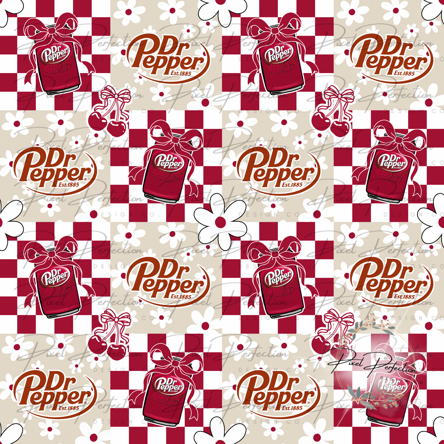 Dr Pepper patchwork seamless