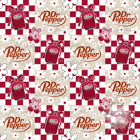 Dr Pepper patchwork seamless