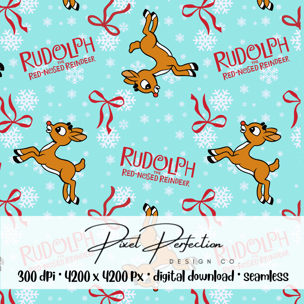Classic Rudolph with bow seamless