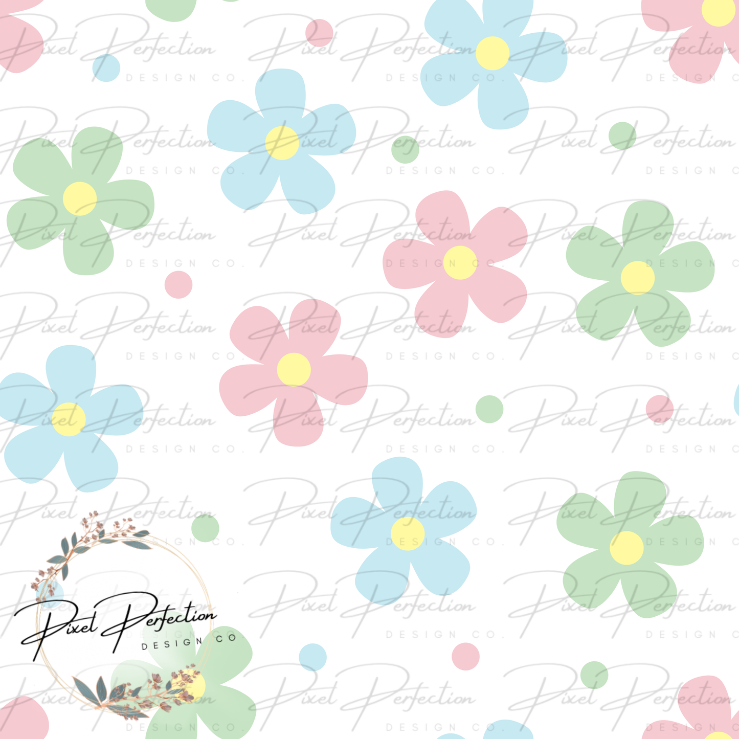 Spring retro daisy mamas girl coronating seamless