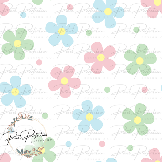 Spring retro daisy mamas girl coronating seamless