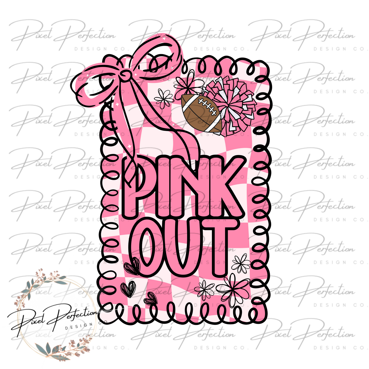 Pink out preppy frame coquette bow #1 png