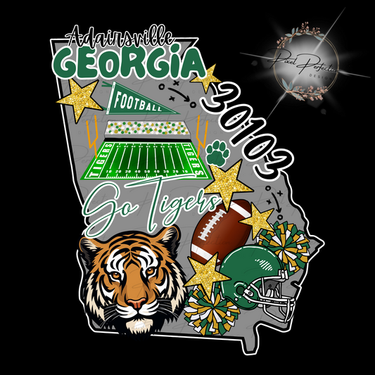 Adairsville Ga State outline Football PNG