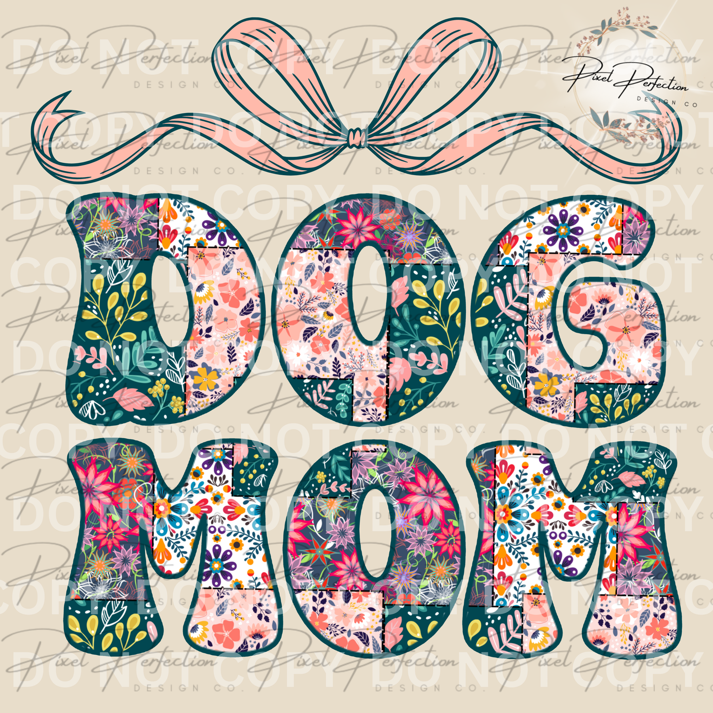 Dog mom spring patchwork with bow png