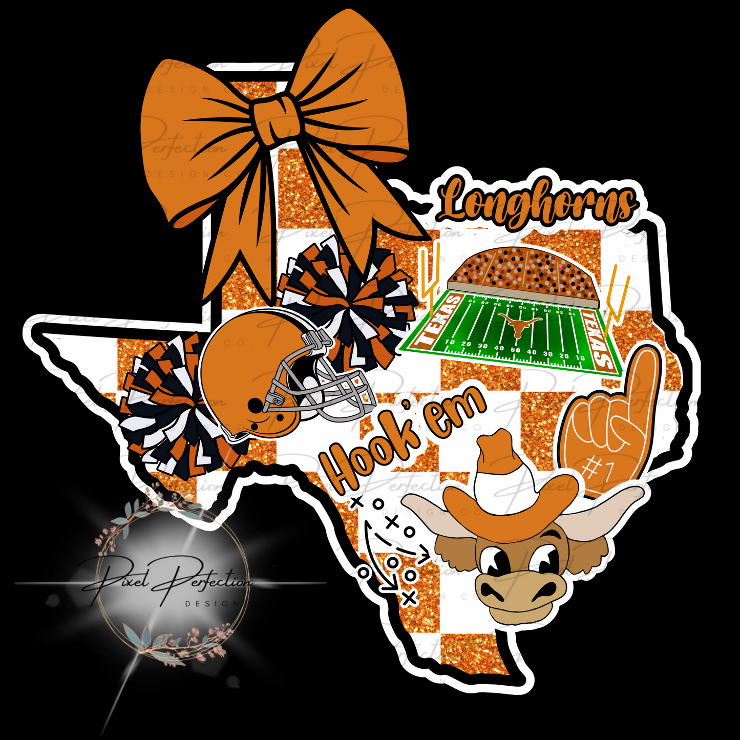 Texas outline football with checkered background png