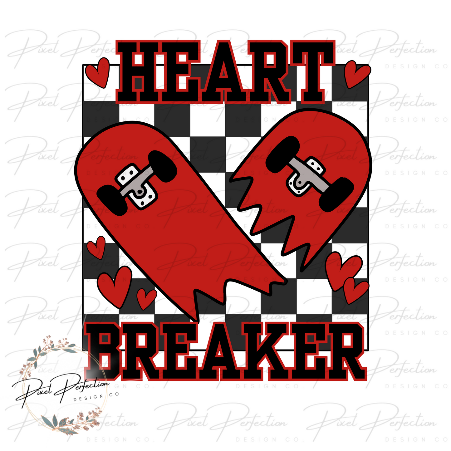 Heart Breaker skateboard checkered background png