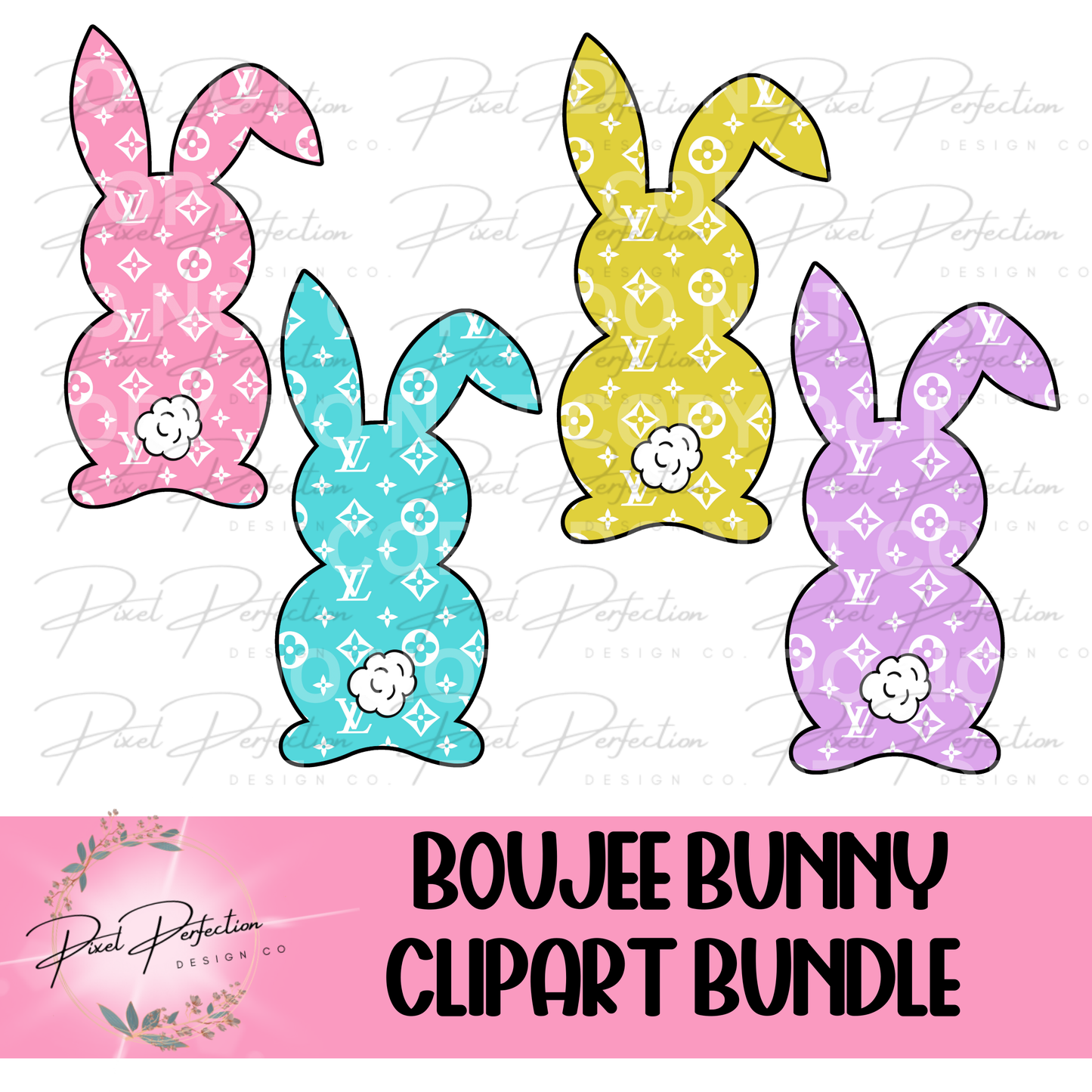 Boujee bunny clipart bundle