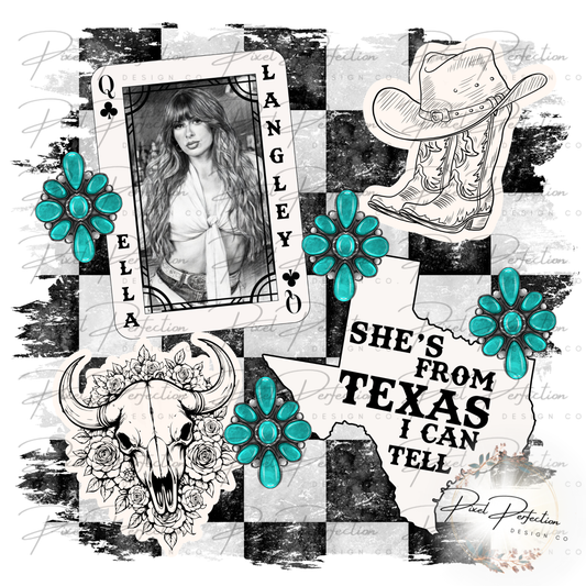 Ella She’s from Texas I can tell checkered PNG