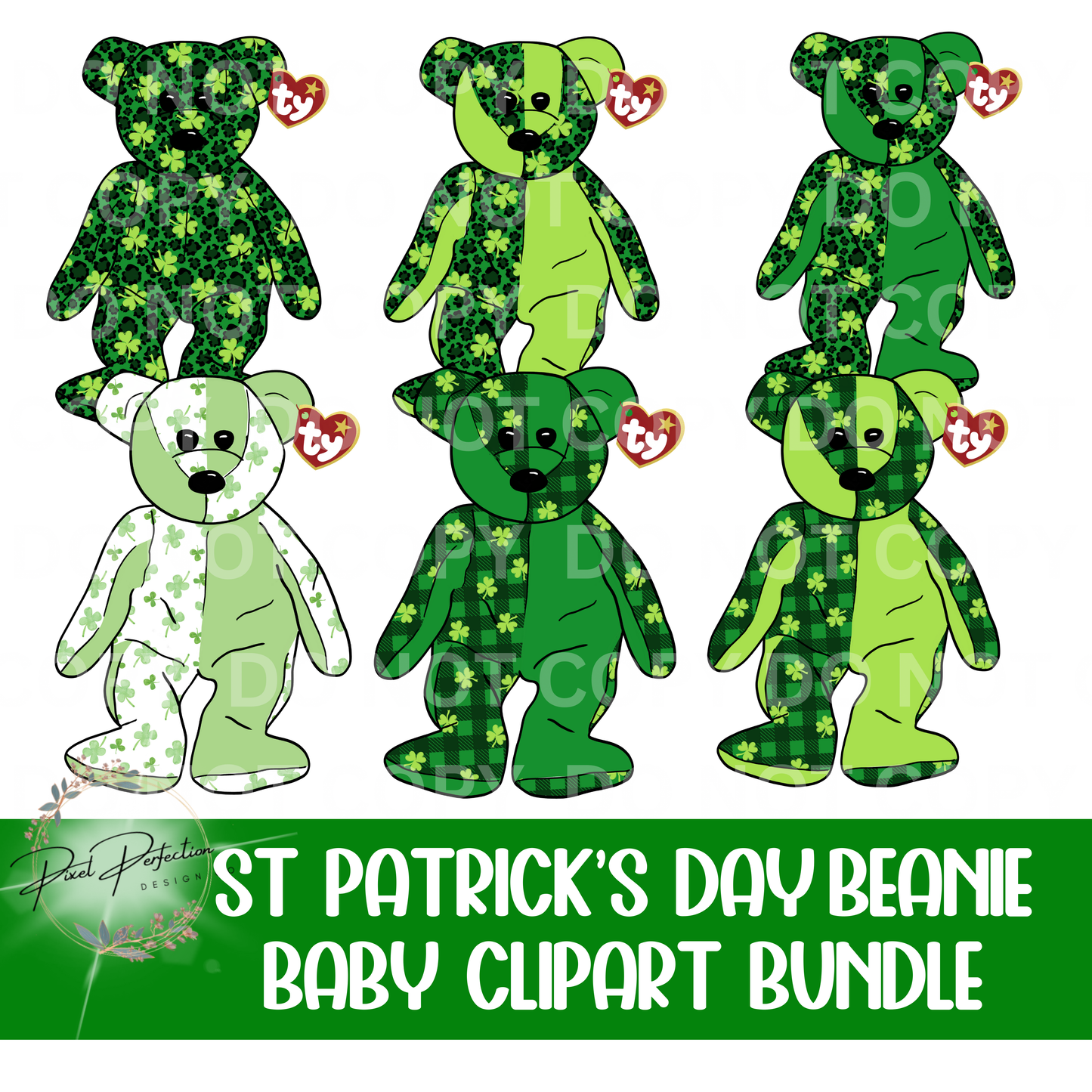 St. Patrick’s Day beanie baby clipart bundle