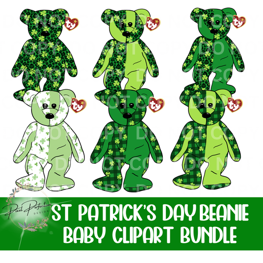 St. Patrick’s Day beanie baby clipart bundle