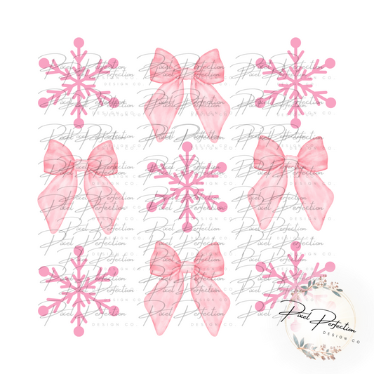 Pink Snowflakes & Bows PNG
