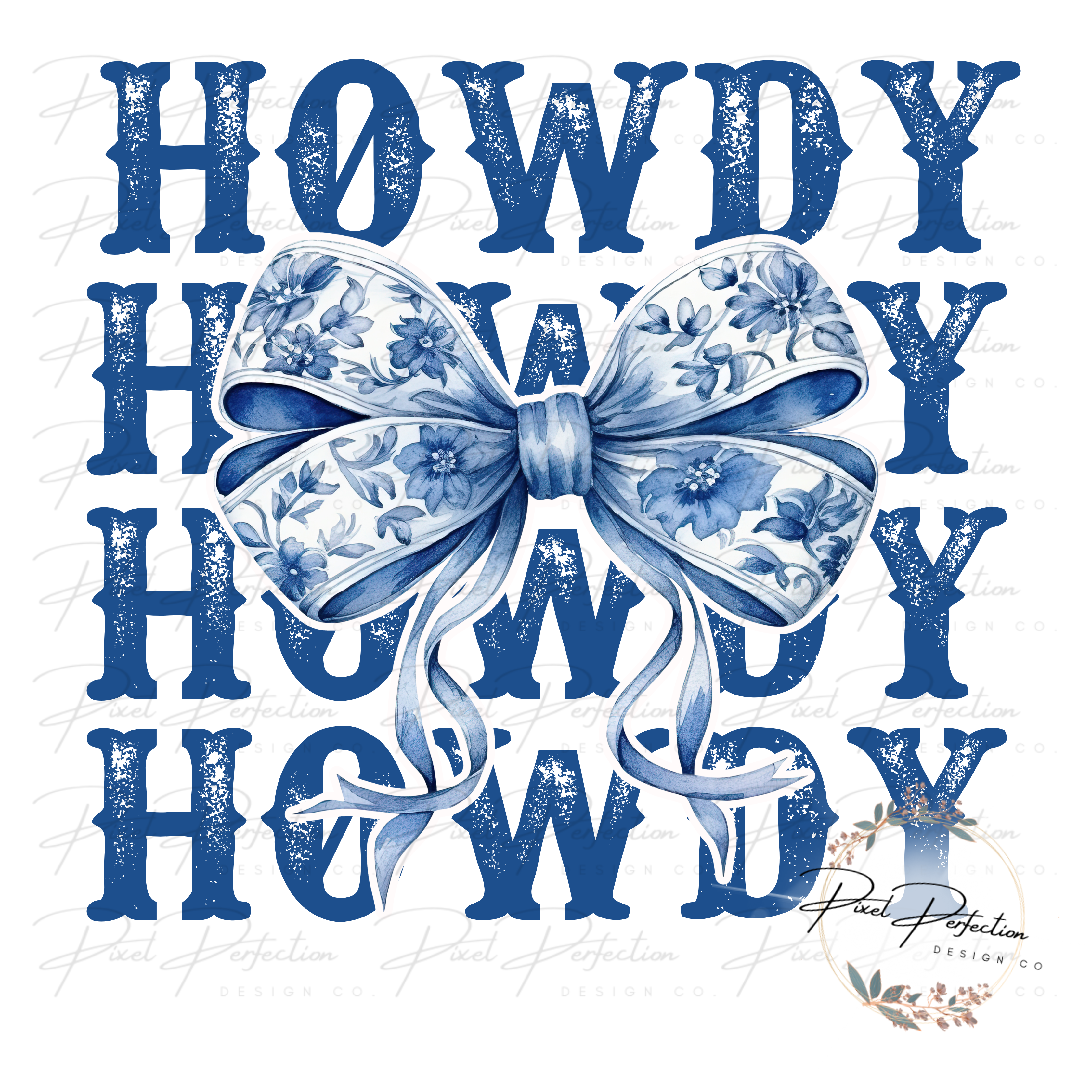 Blue Howdy coquette bow PNG – Pixel Perfection Design Co