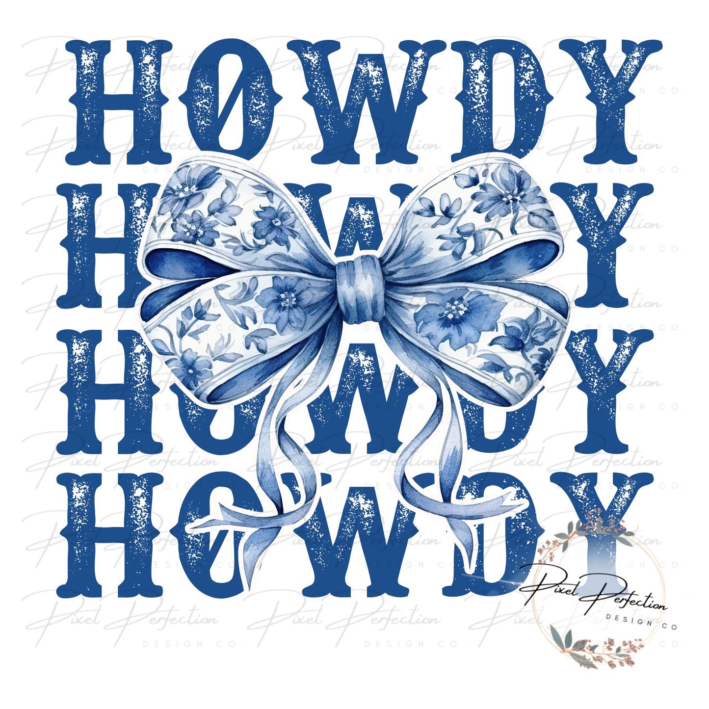 Blue Howdy coquette bow PNG