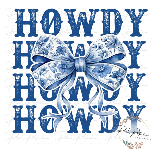 Blue Howdy coquette bow PNG