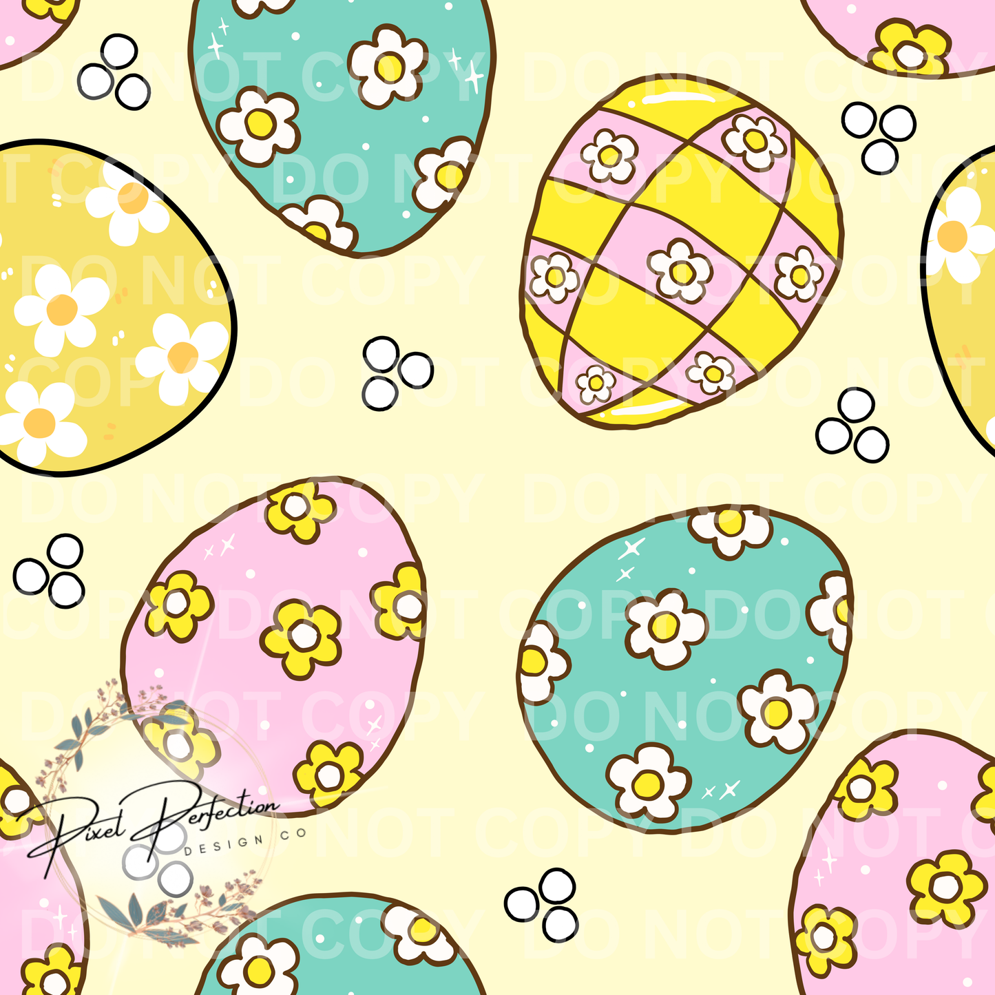 Easter eggs with flowers seamless