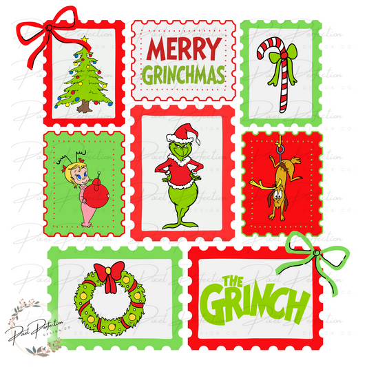 Green man stamp collage PNG