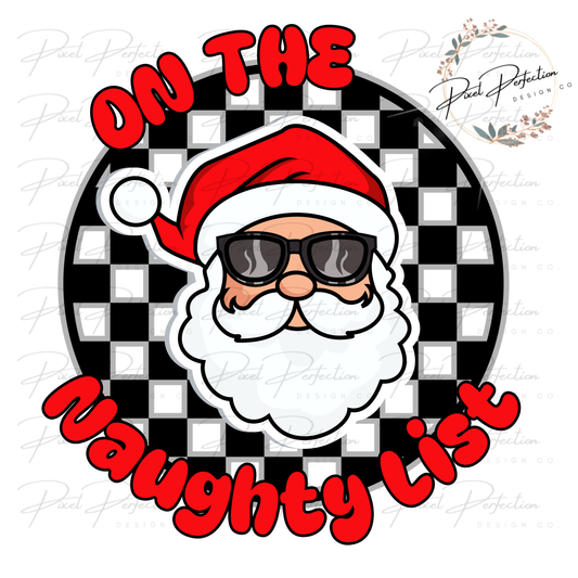 On the naughty list Christmas checkered png