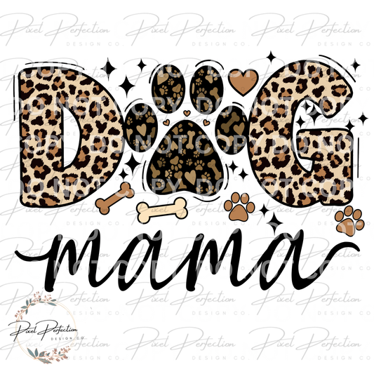 Dog mama dog mom cheetah print with bones and paw prints