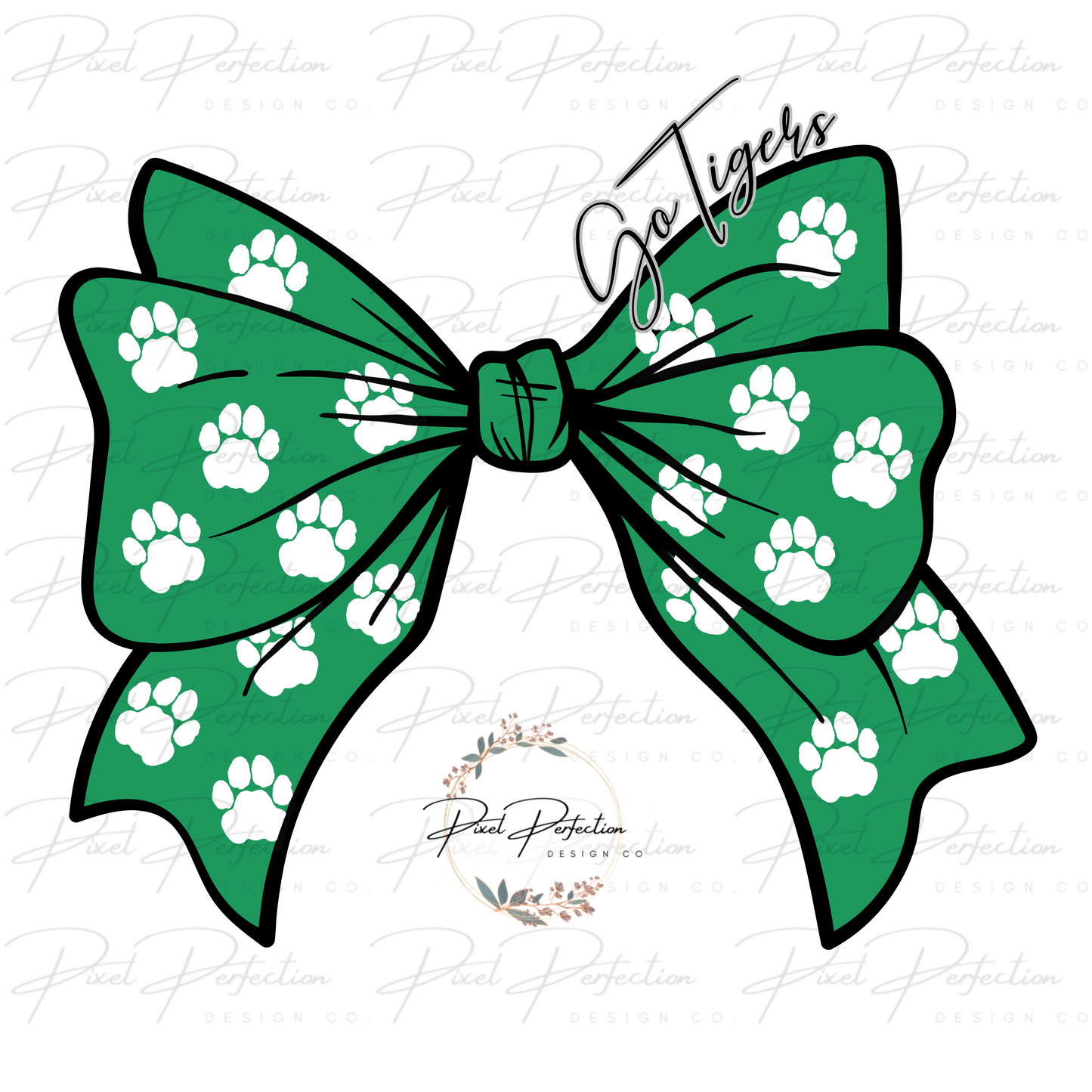 Go Tigers Paw Print Bow PNG